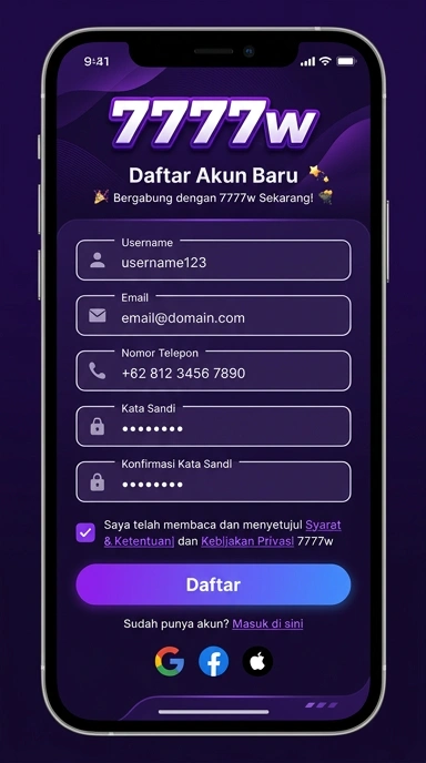 Registrasi Akun 7777w untuk Pengguna Android