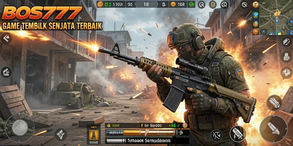 Screenshot BOS777 menunjukkan aksi menegangkan dalam pertempuran Tembak Senjata.
