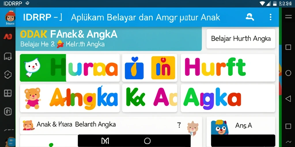 Tampilan antarmuka interaktif aplikasi Belajar Huruf Angka.