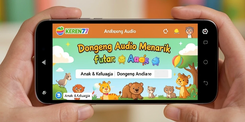 Tampilan antarmuka KEREN77 untuk pengalaman Dongeng Audio.