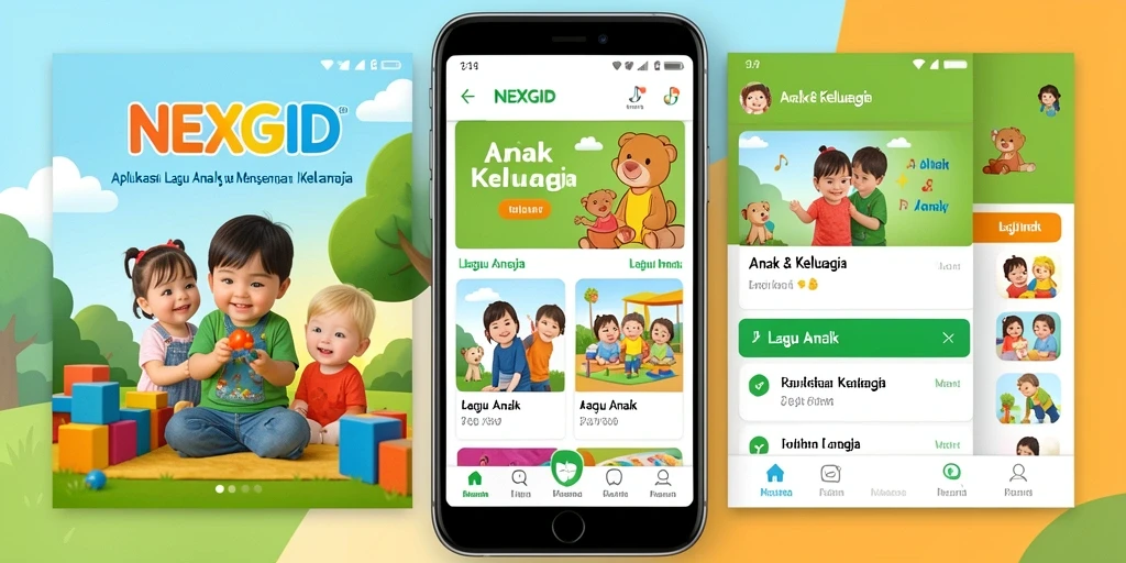 Tampilan antarmuka aplikasi NEXGID untuk Lagu Anak yang ceria