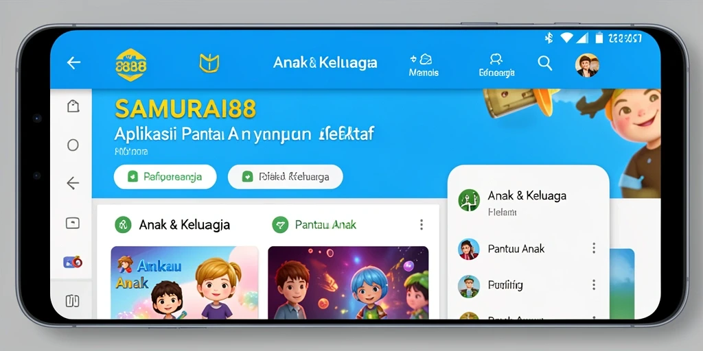 Screenshot aplikasi SAMURAI88 menampilkan fitur Pantau Anak yang lengkap.